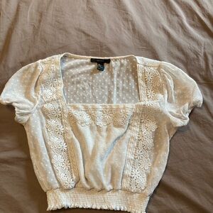 Forever 21 White Lace Detail Blouse